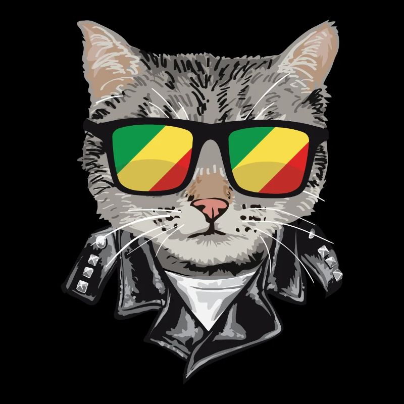 Cat-Sonnenbrille Mit Kongo-Flagge