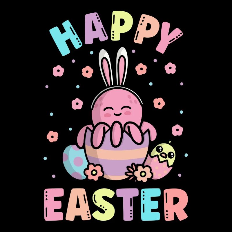 Happy Easter Octopus With Rabbit Ears Spring