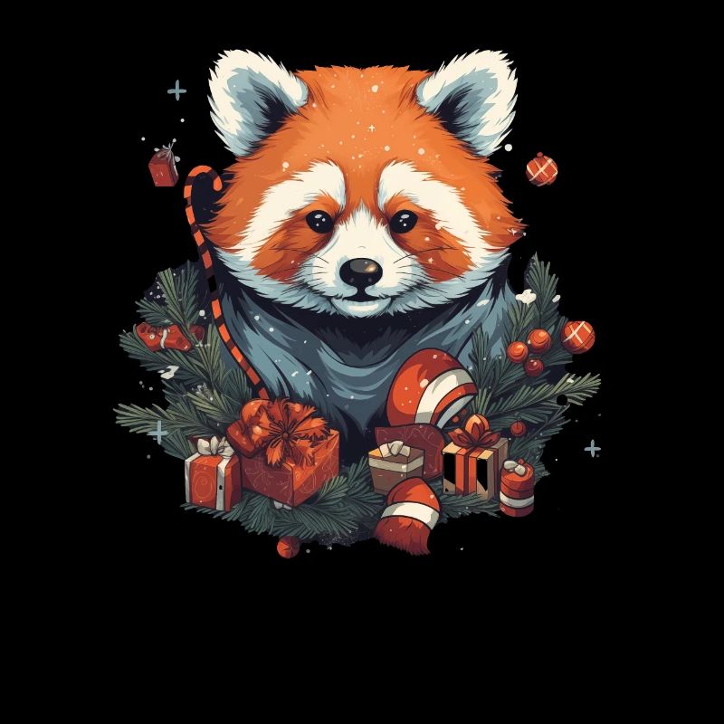 Red Panda with Xmas Elements, Love Pandas