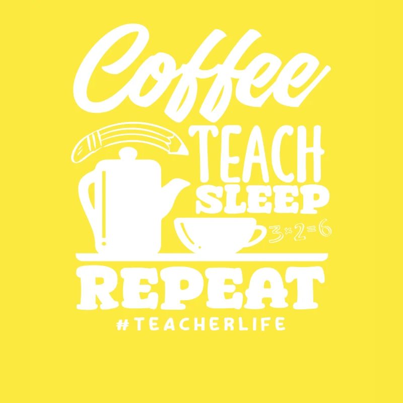 Enseignant de l’école primaire Café Enseigner Dormir Répéter