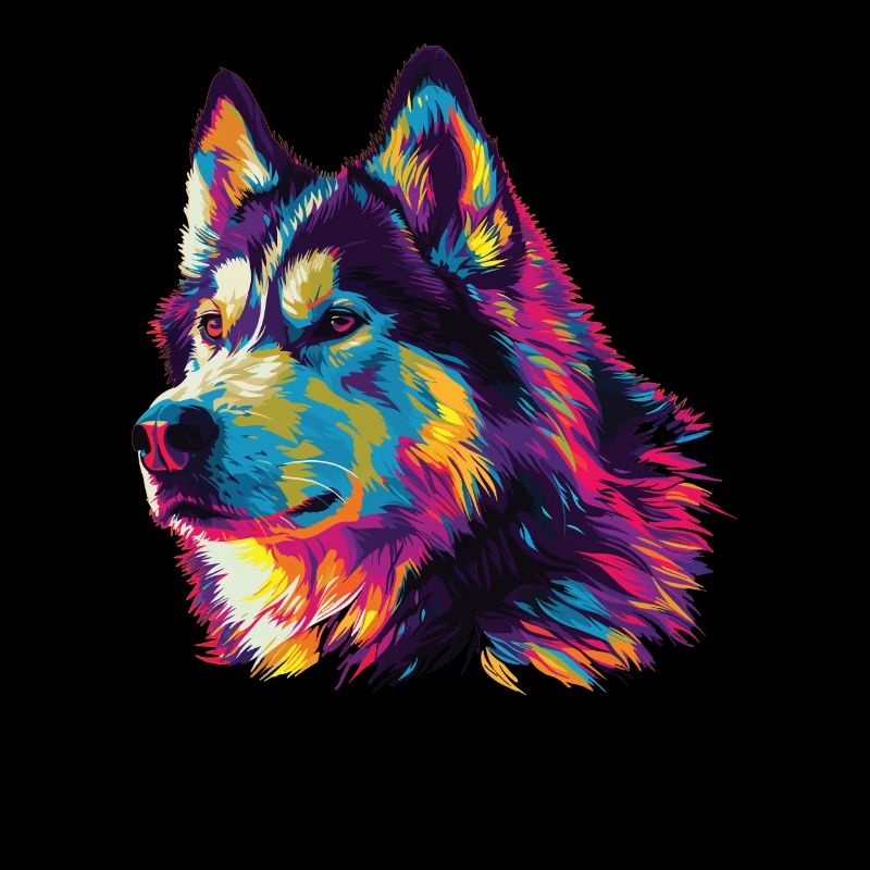 Wasserfarben Farbenfroher Alaskan Malamute