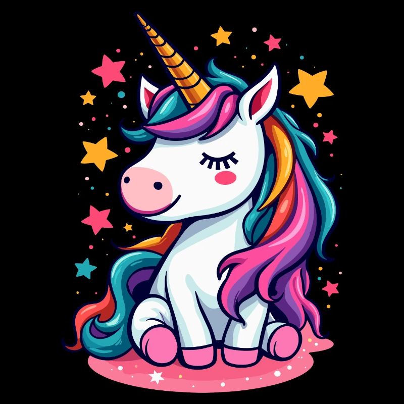 Sleeping Unicorn Surrounded by Stars