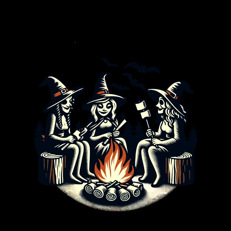 Camping Lagerfeuer Vintage Hexen Design Retro