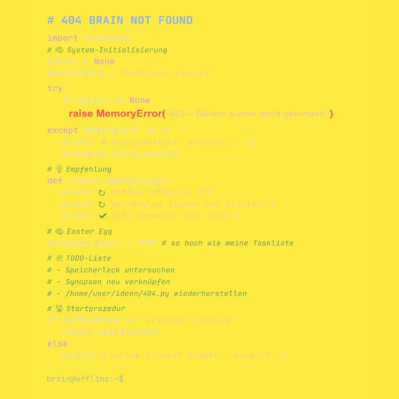 404 Brain Not Found Python Code