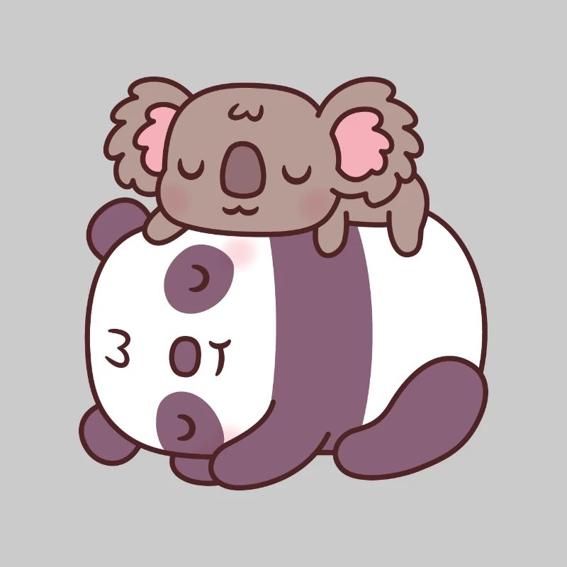Cute Sleeping Panda And Koala Bear