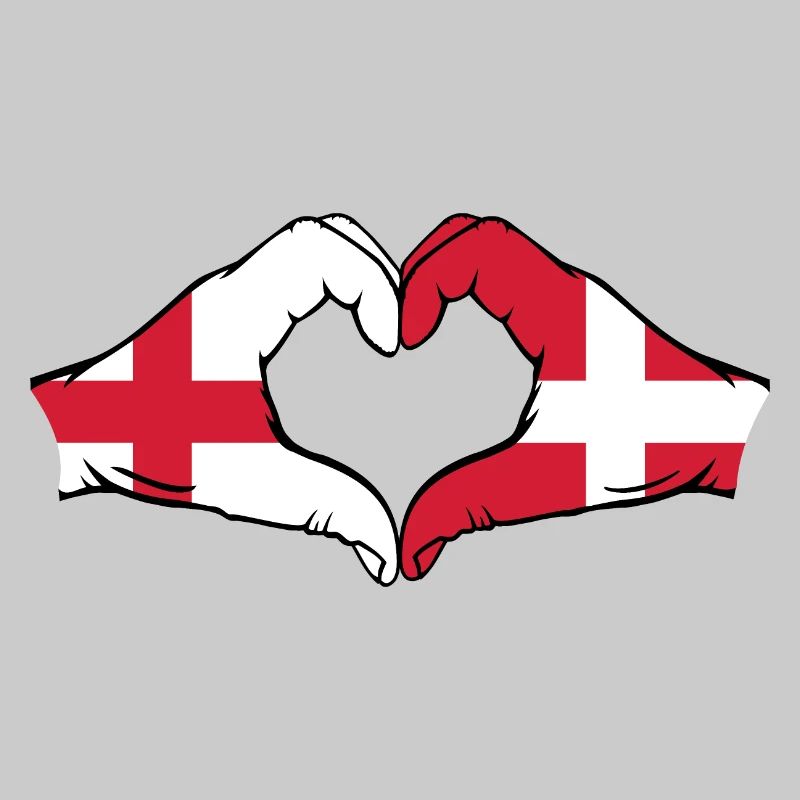 Angleterre Danemark Drapeau Mains Coeur Forme