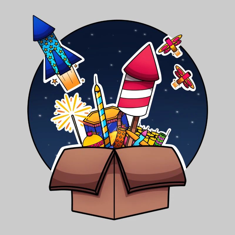 Colorful Fireworks In Box Exploding