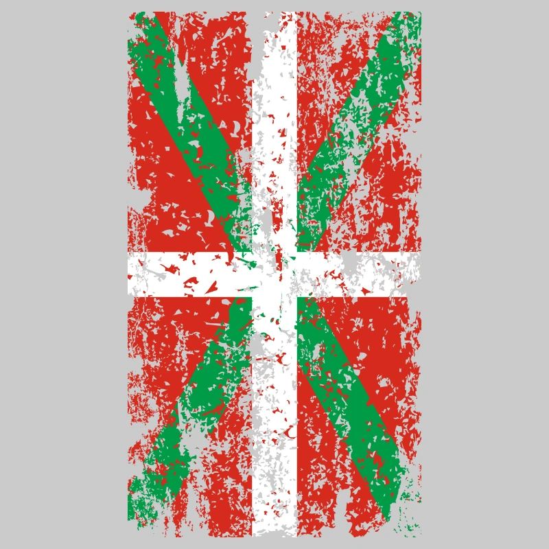 Drapeau Pays Basque usé. Ikurriña.