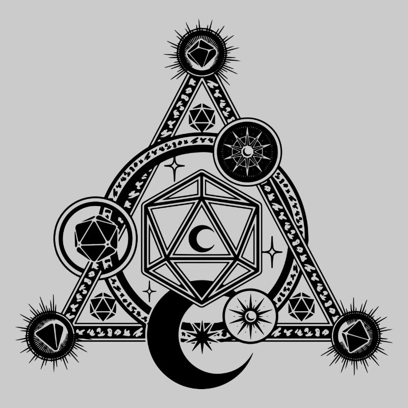 D20 Mystical Crescent Moon Magic Circle RPG