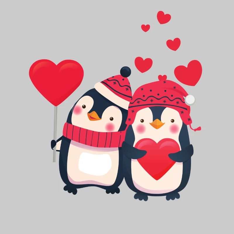 Süsses Pinguin Paar mit Herzen