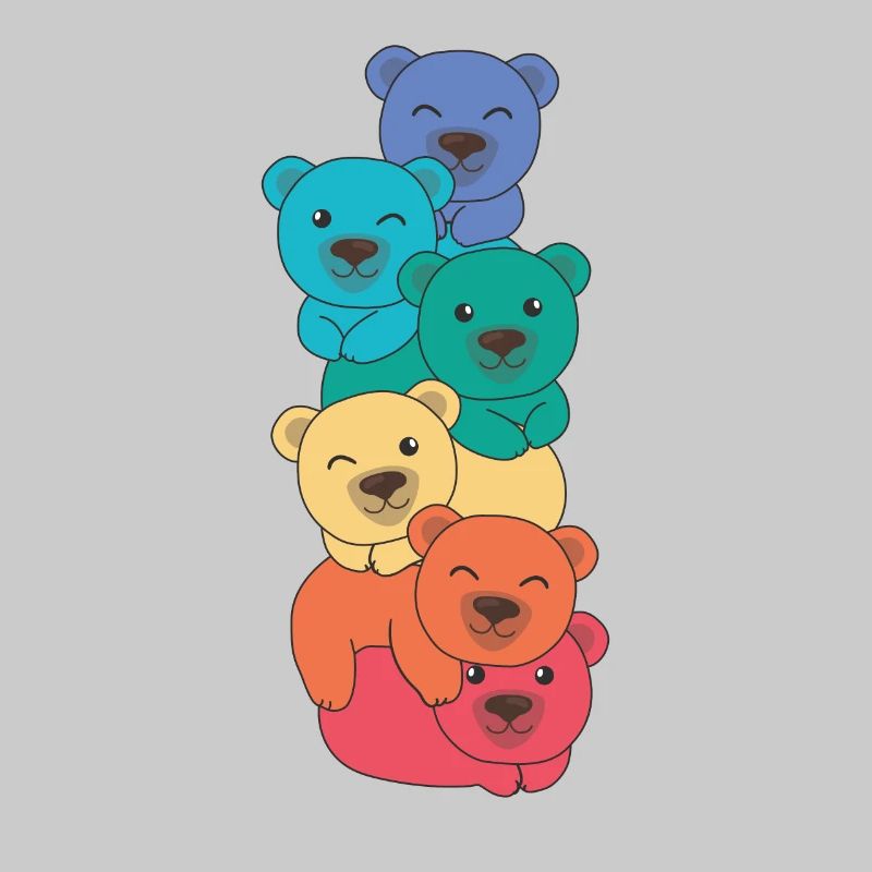 Rainbow Flag Pride LGBTQ Mignon Bear Stack