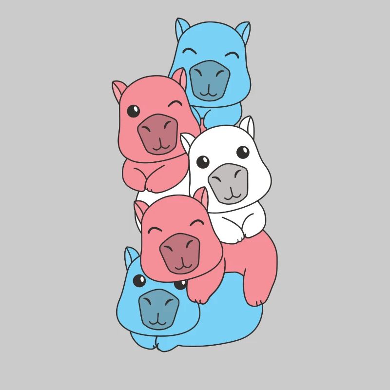 Transgender Flag Pride LGBTQ Mignon Capybara Stack