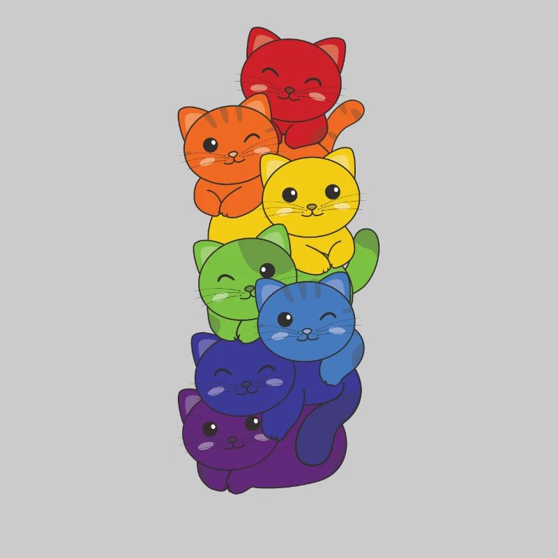 Rainbow Flag Pride LGBTQ Mignon Cat Stack