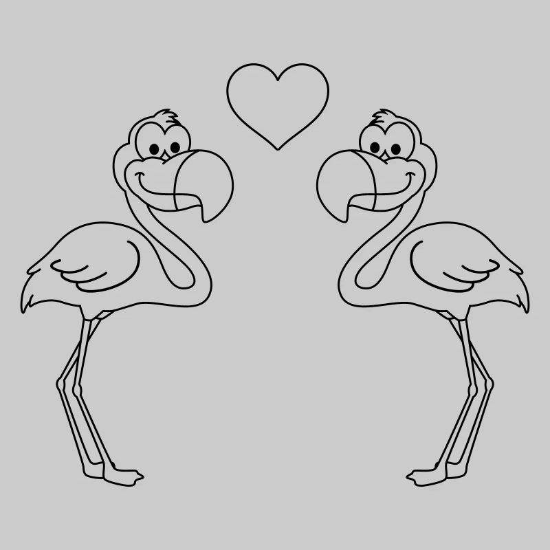 Flamingo Comic Paar liebe
