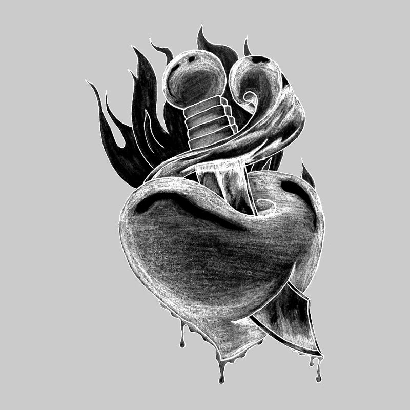 Flame Heart Dagger Sketch