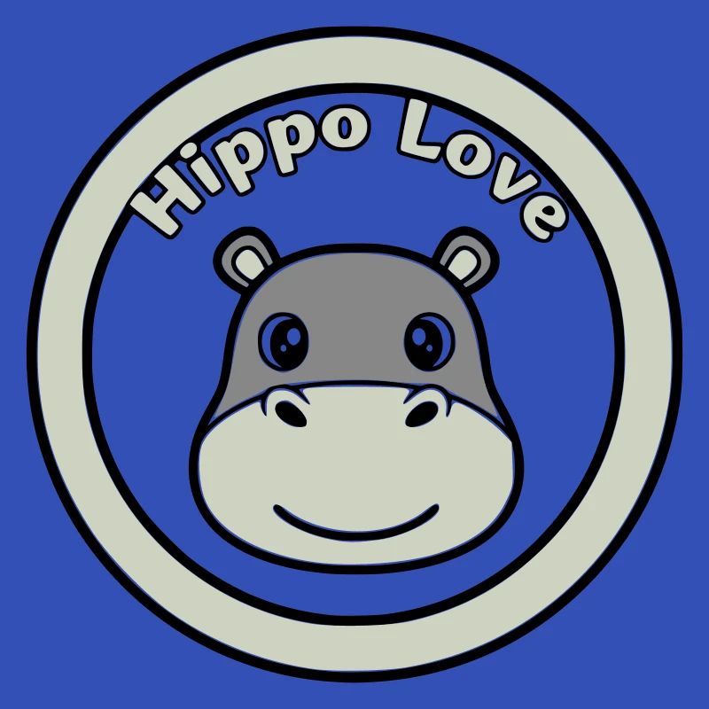 Hippo Love Nilpferd Logo Abzeichen