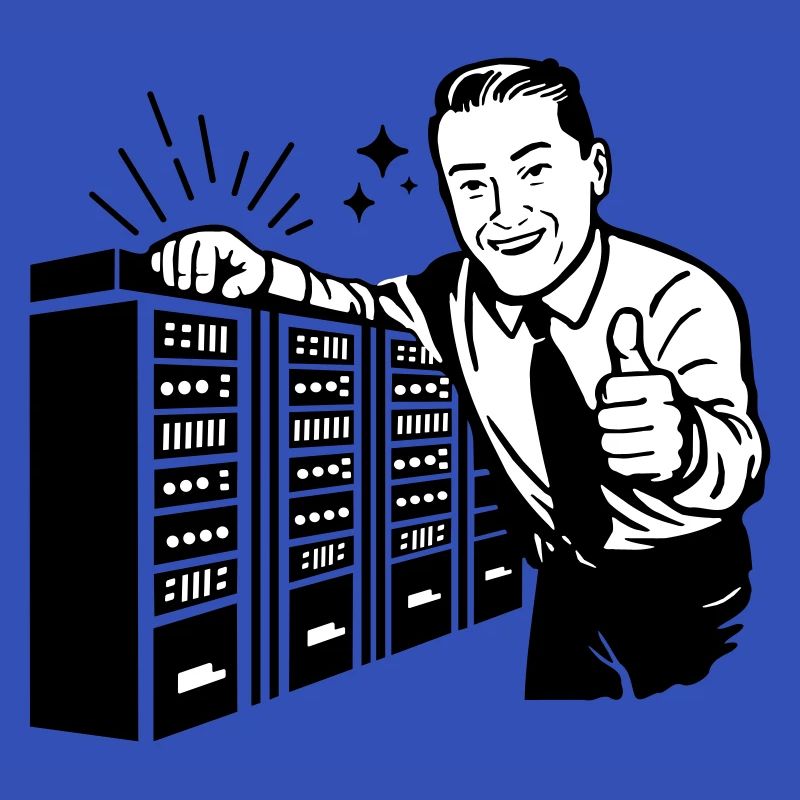 Retro IT-Admin lächelt – Vintage Tech Support