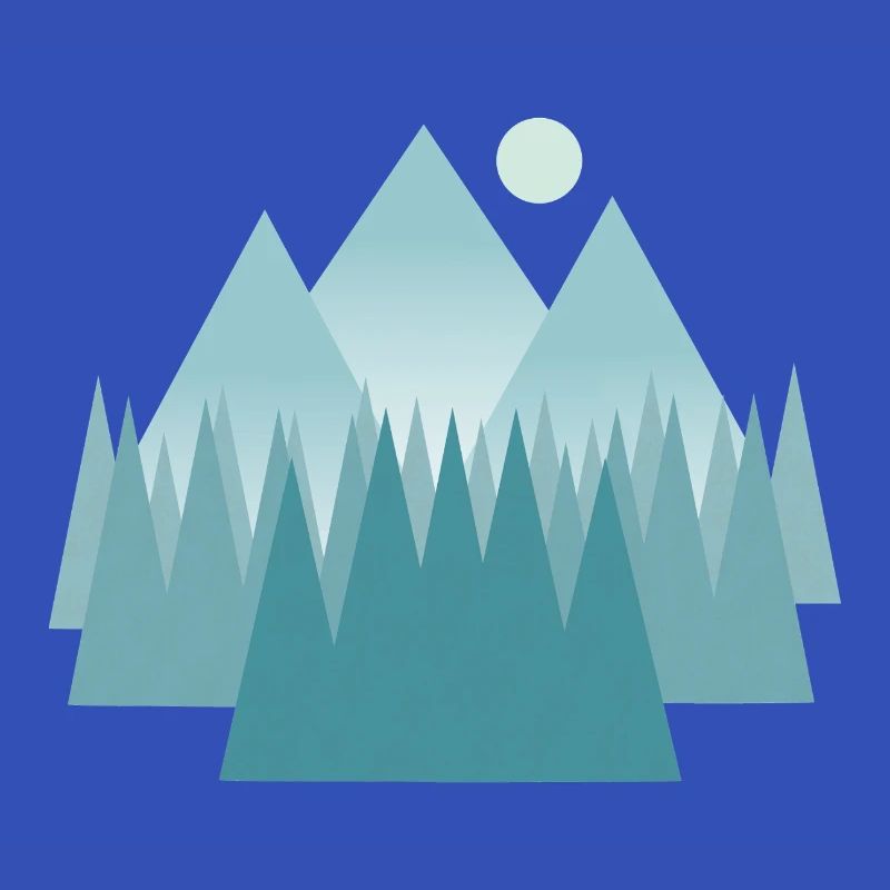 Astral mountain landscape in blue tones