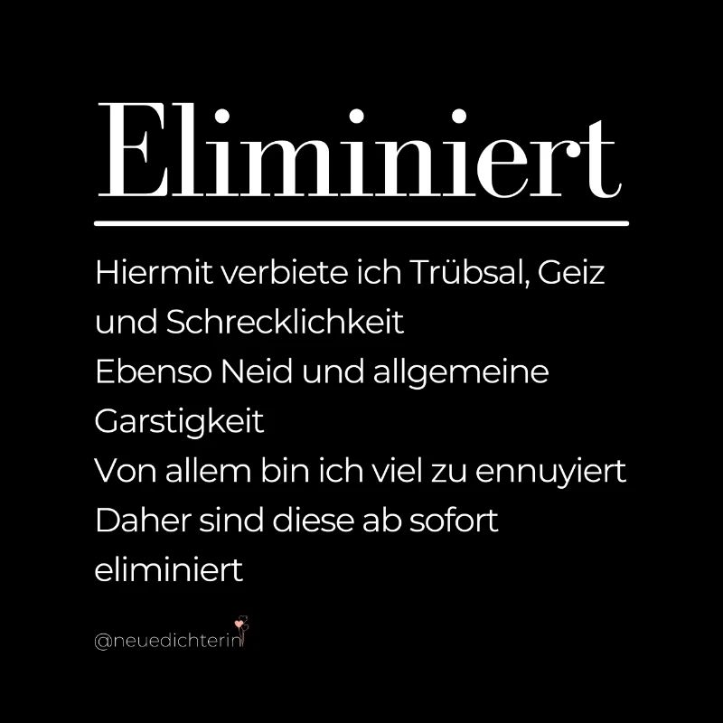 Eliminiert - weiße Schrift