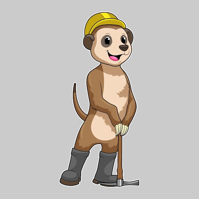 Erdmännchen als Bergarbeiter mit Spitzhacke