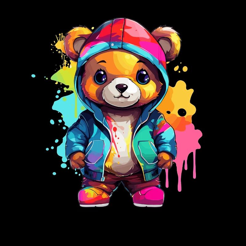 Farbenfroher Teddy mit Hoodie