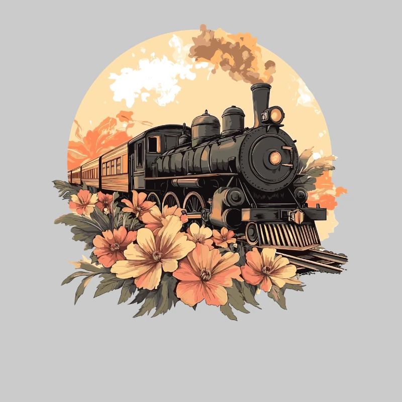 Nostalgic Train with Flowers