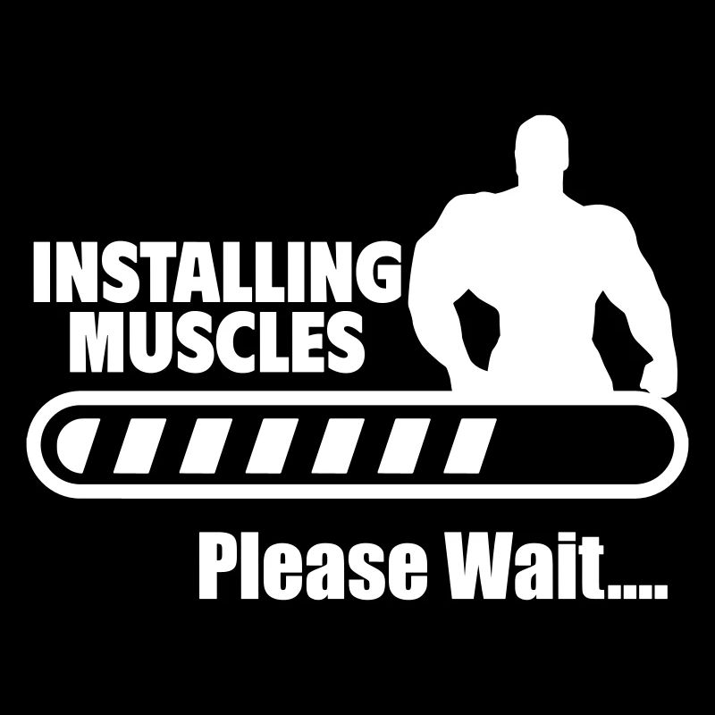 Muscle building in progress, humorous design