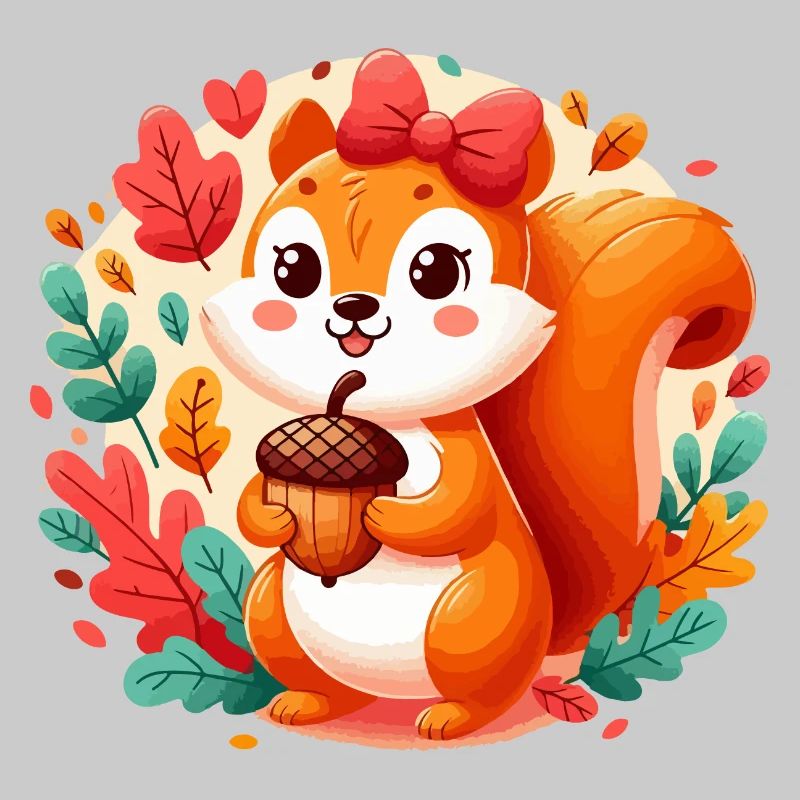 Süßes Eichhörnchen mit Eichel