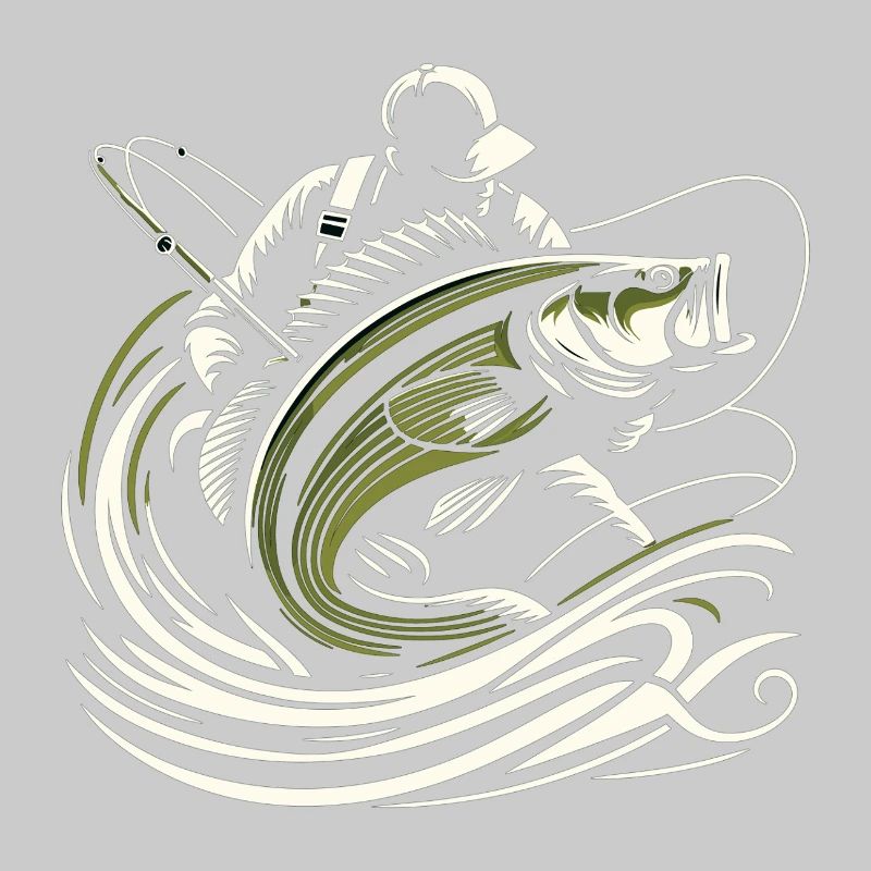 Pêche pêcheur perche poisson géant vert olive cadeau
