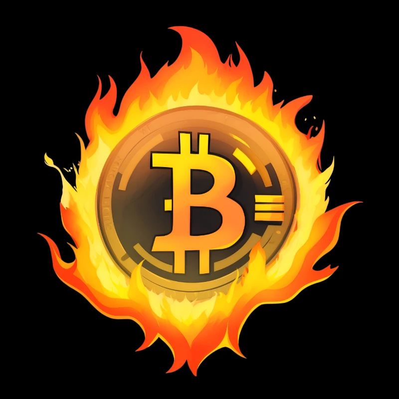 Bitcoin on Fire Crypto Coin Memecoin