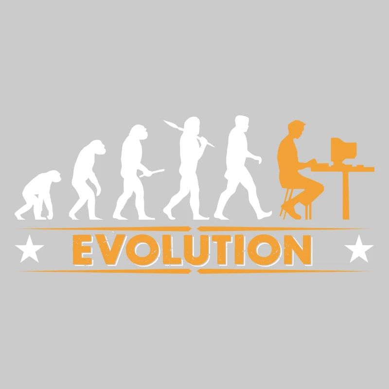 Computer Nerd Evolution - orange/weiss