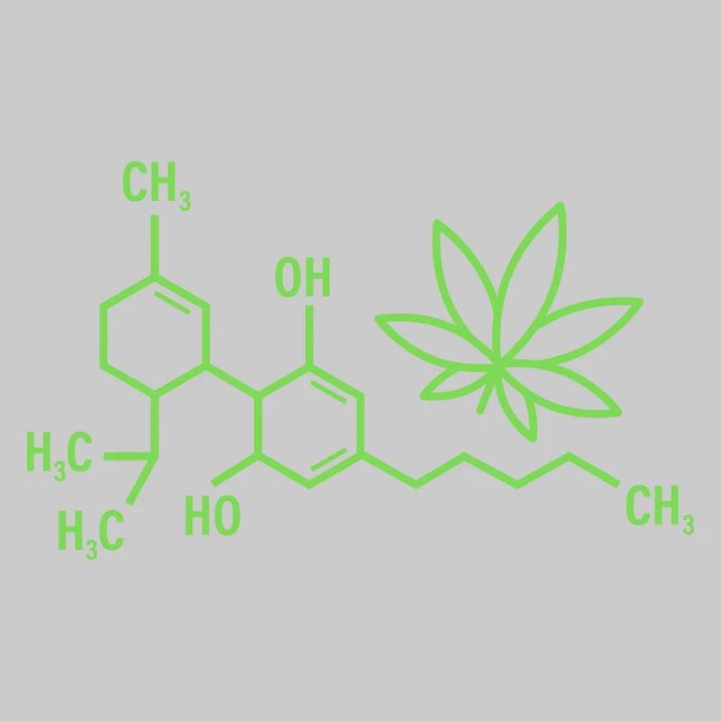 THC Formula with Cannabis Leaf