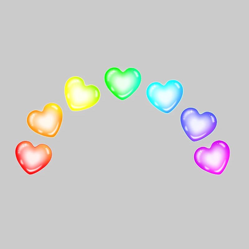 Colorful Hearts Soap Bubbles Rainbow Gradient