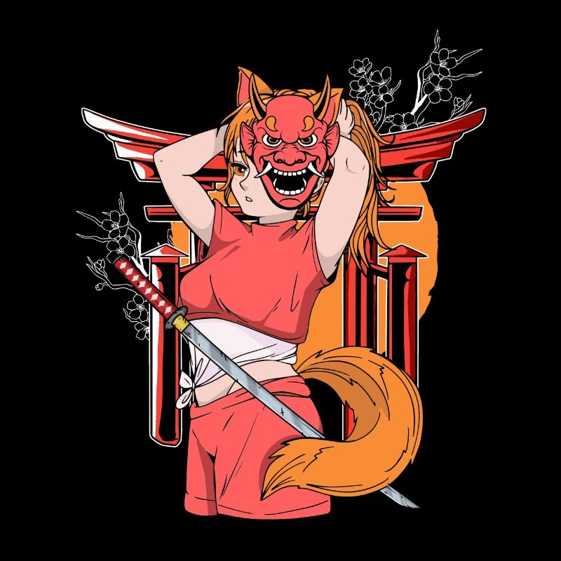 Japanisches Mädchen Oni Dämon Ninja Samurai