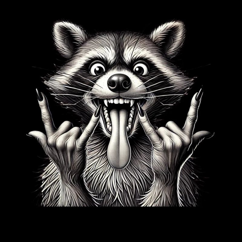 Rock 'n' Roll Waschbär Metall Kunst Design