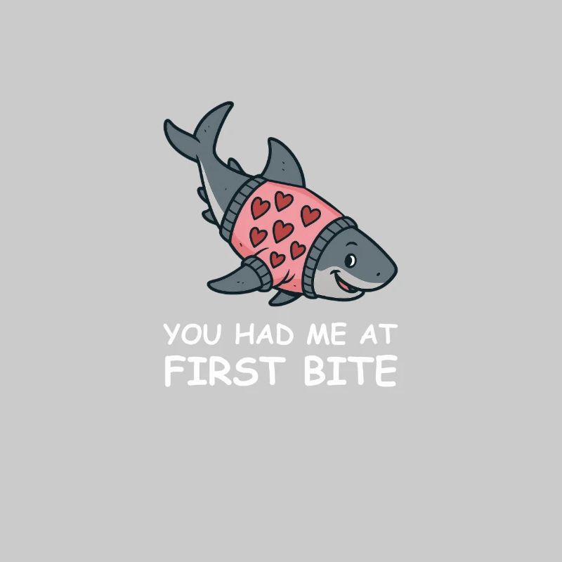 Pull requin avec cœur – Vous m’avez eu à la première bouchée