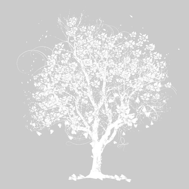Spring tree in bloom – black and white artwork