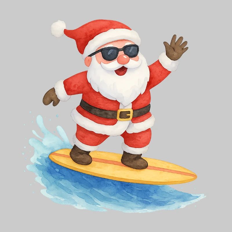 Conception de Noël Cool Santa Surfer