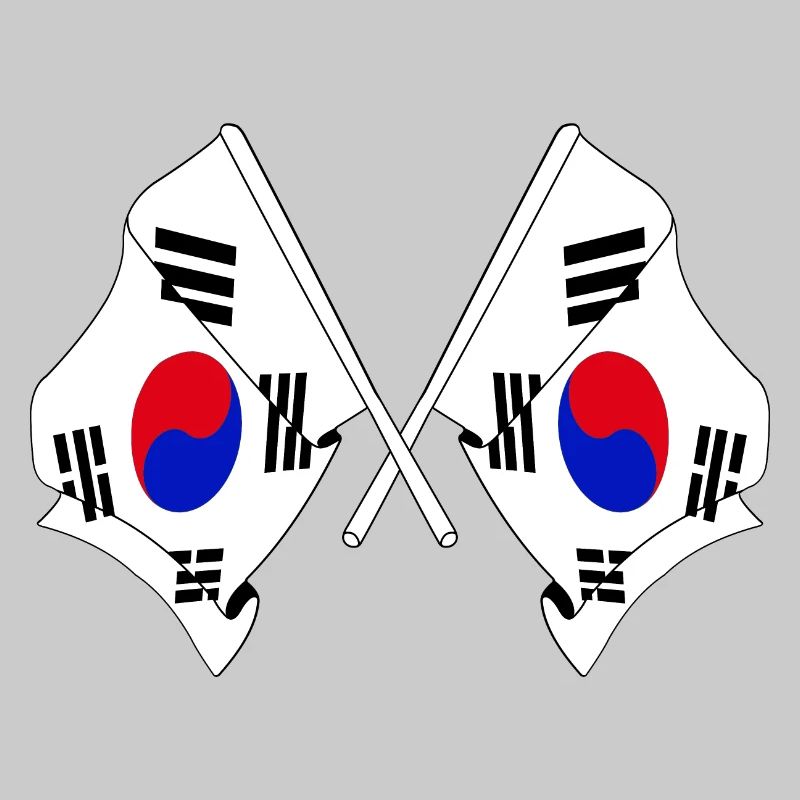 Deux drapeaux croisés de la Corée du Sud
