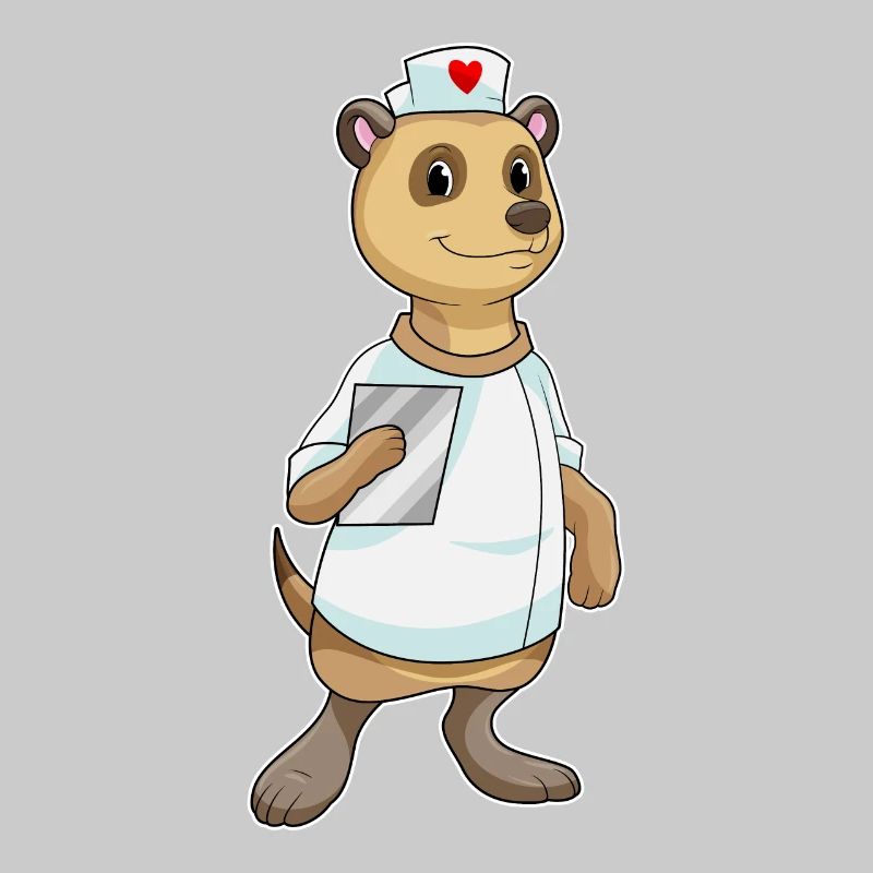 Erdmännchen als Krankenschwester mit Herz