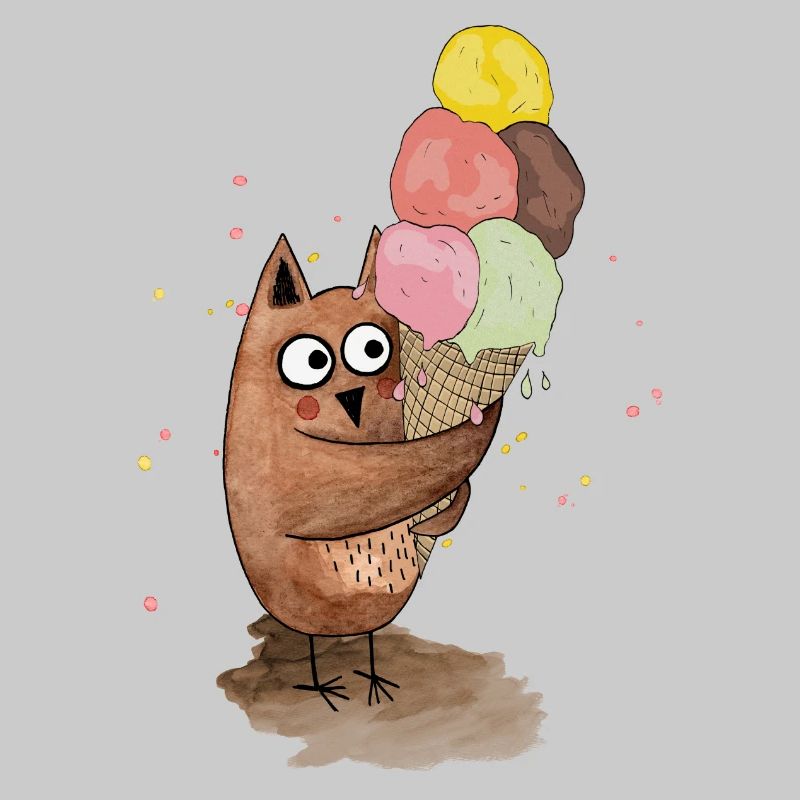 Eule mit riesigem Eis