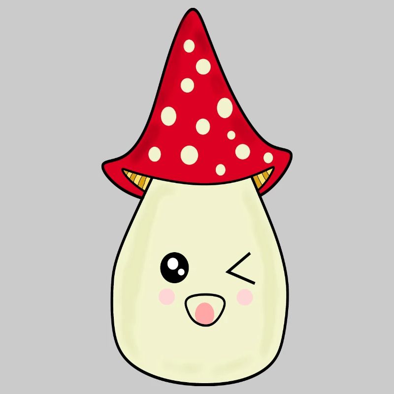 Kawaii champignon Toadstool mignon rouge avec visage