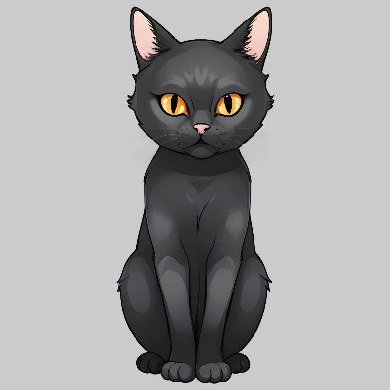 Schwarzer Kater süße Katze Comic Style
