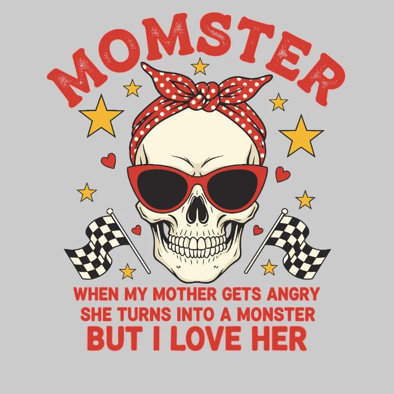 Monstermutter mit retro Skulls Design