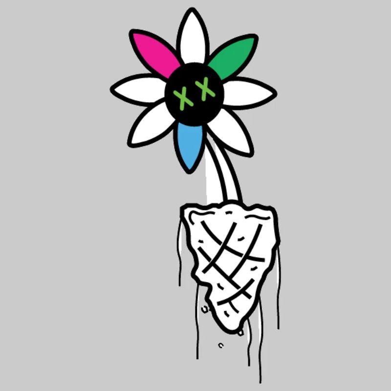 Illustration de crâne de fleur vive