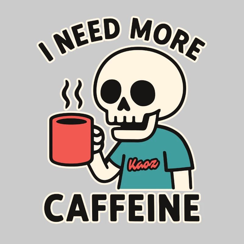 lustiges Skelett braucht mehr Koffein oder Kaffee