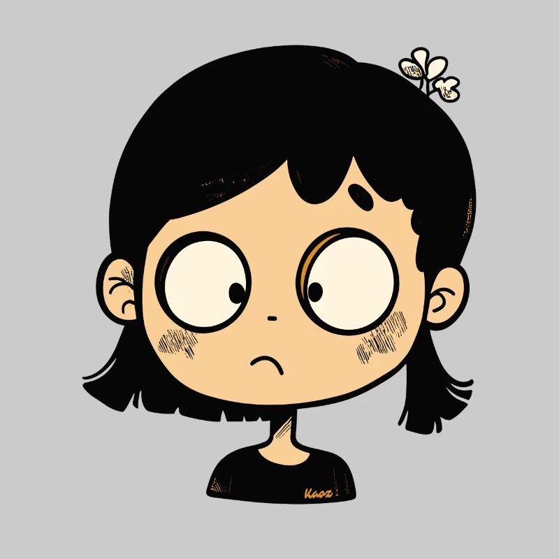 fille de dessin animé réfléchie