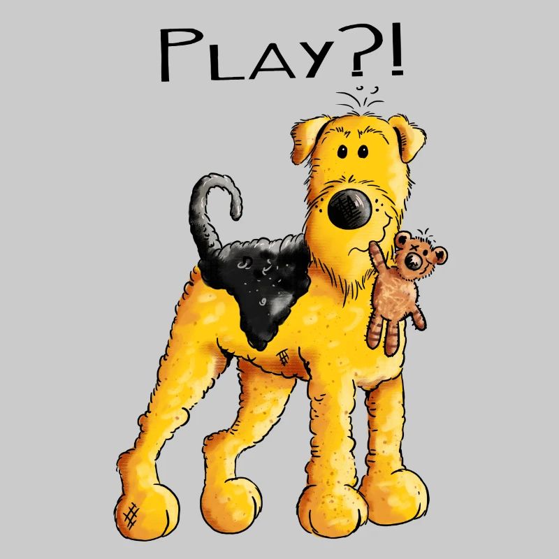 Play Airedale Terrier mit Teddy - Comic - Fun
