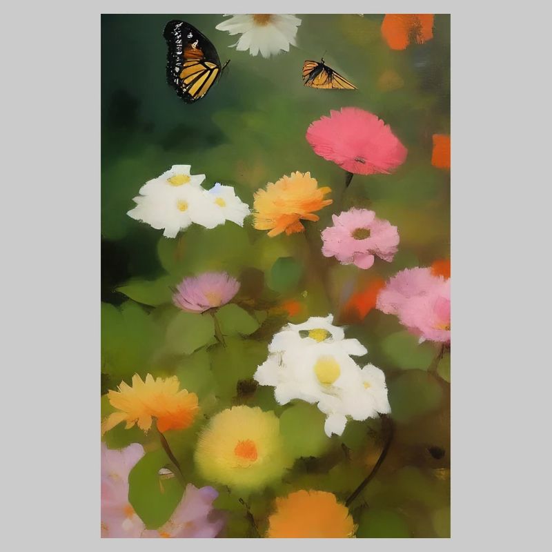 Fleurs et papillon