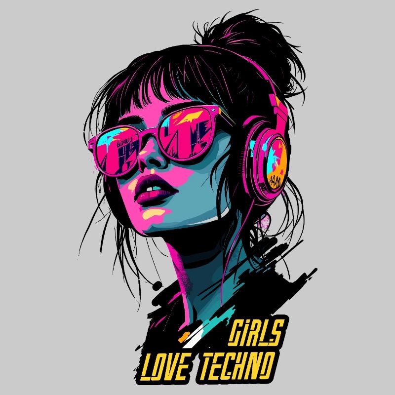 Neon Techno Mädchen Porträt